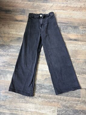 Zara Girls High-Waist Wide Leg Jeans - Black